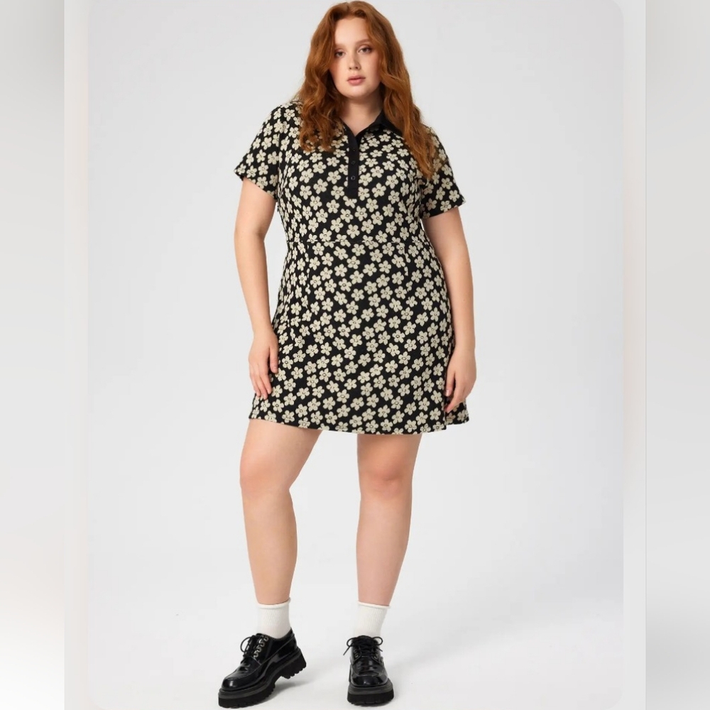 Cider Black and Cream Floral Womens Dress